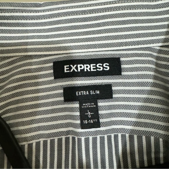 Express Extra Slim Dress Shirt, Gray Stripe, Large, 16-16 1/2 - Picture 3 of 4